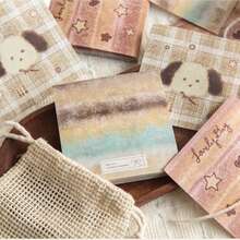 可愛迷你刺繡布貼便箋本套組 Sugarsong Handmade Studio 系列，便攜式備忘錄筆記本，學校用品 - 彩色 - 查看 6