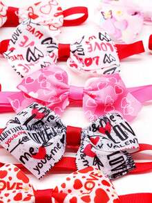 1/2pcs Valentine's Day Pet Bow Tie, Adjustable Bow Tie Collar, Colorful Heart/Lip Print Pattern, Cute & Fashionable, Add Party/Wedding/Valentine's Day Atmosphere For Your Pets, Fashion Accessory, Pet Store Decor, Cat & Dog Costume, Create A Sweet And Eye-Catching Look For Your Beloved Pets - Multicolor - View 2