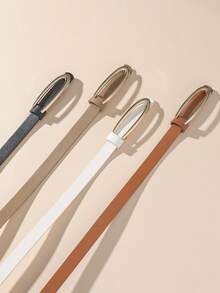 1/2/3/4pcs Minimalist U-Buckle Women's Thin Waist Belt, Elegant High-End Design For Dresses, Versatile Casual Everyday Wear Belt, Suitable As A Gift - Multicolor - View 3