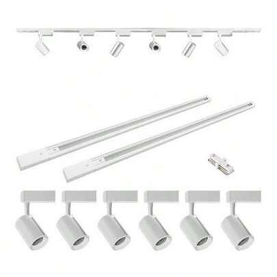 Kit Trilho Eletrificado 2 Metros Preto + 6 Spots Led Branco 7w/10w Luz Branco Frio/Quente Casa e Decoração