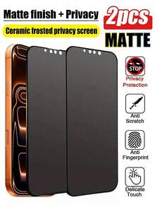 2片装磨砂隐私屏幕保护膜，兼容 17 Pro Max/17 Pro/17/16 Pro Max/15 Pro Max/14/13/12/11/Xs/Xs Max/Xr系列。采用TPU软膜材质（非钢化玻璃/陶瓷膜），防碎防震 | 隐私功能确保屏幕内容仅正面可见 - 黑色 - 查看 13