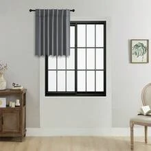 1片或2片装可调节尺寸窗帘套装，遮光窗帘，隔热纯色窗帘，适用于客厅、办公室、卧室 - 炭黑色 - 查看 42