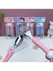 SANRIO Bộ thìa dĩa  đen dễ thương của  (2 chiếc/hộp), hình chú chó tai to hoạt hình dễ thương, thích hợp làm quà tặng sinh nhật, quà tốt nghiệp, dùng trong nhà hàng, nhà bếp, phụ kiện du lịch, v.v. (Không có bao bì carton) - Nhiều màu - Xem 4