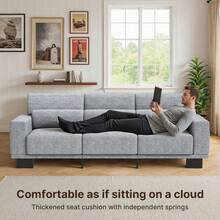 Asofer Sofa, 89 Inch Modern Sofa, 3-Seater Chenille Couch With Wide Armrests & Deep Cushions, For Living Room, Bedroom And Apartment - Xám - Xem 6