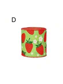 1 Roll/5 Rolls 2.5 Inch Strawberry Plaid Printed Colored Edged Satin Ribbon, Suitable For Summer DIY Craft Floral Wreath, Bow, Gift Box Packaging - Strawberry - View 8