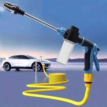 Wash Your Car Easily -1pc High-Pressure Car Washing Water Gun, Durable Plastic Body, Adjustable Garden Long Rod Nozzle, Garden Shower, Ergonomic Grip & Flexible Hose Suitable For Cars, RVS, Cars, Trucks, SUVs, Gardens, Flower Beds - Multi-Functional Cleaning And Irrigation Tool, RV Cleaning; Fashionable Spray Gun; Sturdy Structure, Powerful Flushing Gun(Blue/Green) - 藍色 - 查看 11