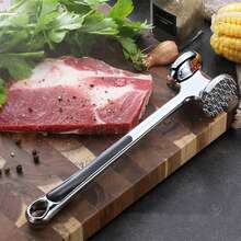 1pc New 304 Stainless Steel Meat Tenderizer, Heavy Duty Non-Slip Kitchen Meat Pounder - Multicolor - View 6