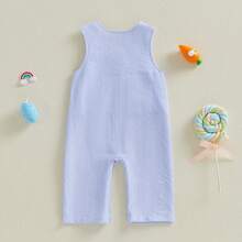Toddler Girls Boys Clothes Ovrealls Rompers Easter Clothes Rabbit Carrot Embroidered Sleeveless Baby Bodysuits Jumpsuits - Baby Blue - View 9