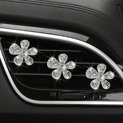 Sparkling Flower Car Air Vent Clip, Cute Car Decor, Shiny Car Diamond Vent Decoration, Charming Car Air Conditioning Vent Interior Accessories