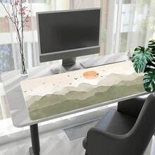 1pc Nature Desk Mat Xl, Minimalist Mousepad Xxl, Large Mouse Pad, Cute Boho Sage Green Beige, Keyboard Deskpad Deskmat, Aesthetic Pc Table Matt - Mouse Pad - View 2