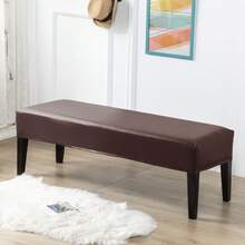 1pc Stretchable PU Waterproof Bench Cover, Suitable For Home Decor, Machine Washable, Modern Style Bench Slipcover, Elastic PU Dining Bench Seat Cover For Bedroom, Living Room, Kitchen, Protects Chair Bench Piano Bench Seat Covers, Removable - Multicolor - View 20