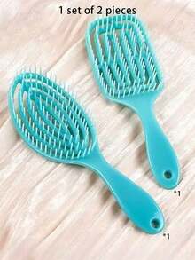 1 Set Of 2 Pieces (Two Styles) Dry And Wet Dual-Use Hollowed-Out Spiral Comb, Household Scalp Massage Mosquito Coil Comb, Arc Maze Hair Smoothing Comb - Multicolor - View 10