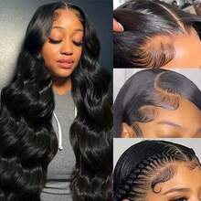 13x4 Transparent Lace Frontal Wig 13x4 Lace Front Human Hair Wigs For Black Women 16-36 Inch Body Wave Lace Front Wig Brazilian Hair Wig - Natural Black - View 5