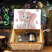 Cute Elephant Music Box Hand Cranked Melody "You Are My Sunshine" Perfect Birthday Gift For Kids/Women - Cute Elephant Music Box - View 2