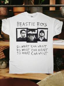 Men'S Classic Crew Neck T-Shirt - Beastie Inspired Graphic Tee, Regular Fit Casual Shirt for Everyday & Music Fans - All-Season Comfort Jersey Top, Allseason Apparel, Bold Text Design, Comfortabl - Weiß - Übersicht 1