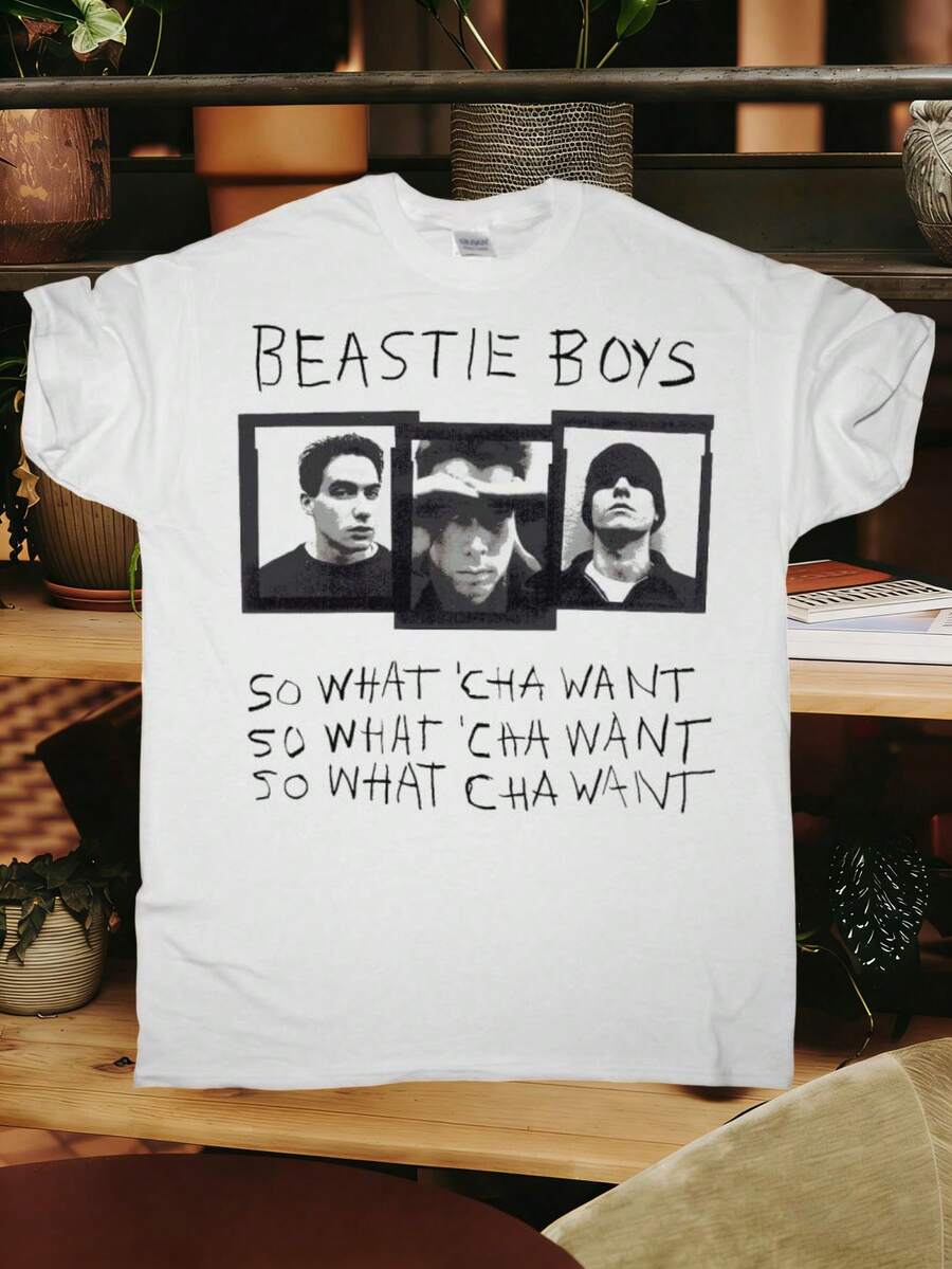 Men'S Classic Crew Neck T-Shirt - Beastie Inspired Graphic Tee, Regular Fit Casual Shirt for Everyday & Music Fans - All-Season Comfort Jersey Top, Allseason Apparel, Bold Text Design, Comfortabl - Weiß - Übersicht 1
