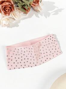 5条装女士休闲柔软吸水水钻针织罗纹运动发带，适合室内健身、户外运动、服装搭配、装饰，百搭时尚发饰，女士发带夏季穿搭 - 彩色 - 查看 15