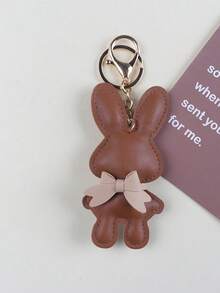 1pc Cute Versatile Cartoon Rabbit Bow PU Keychain Accessory, Portable Bag Charm, Suitable For Easter, Car/Office/Travel, Perfect Gift For Friends - Multicolor - View 7