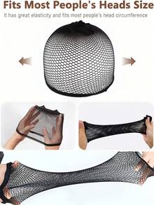 黑色网状假发帽，200/100/50/20/10/5/2个装，开口式假发帽发网，适合女性、男性、儿童、万圣节服装派对假发 - 黑色 - 查看 7