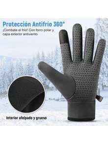 Guantes de Invierno, Guantes para Frío Impermeables y Térmicos con Forro Grueso, Antideslizantes y Ajustables para Hombres y Mujeres, Guantes para Motociclista, Manejar, Ciclismo, Correr y Esquí,40986234 - Naranja - Ver 2