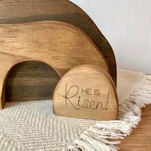 He Is Risen Wooden Tomb Easter Scene And Cross Decoration, Wood Easter Resurrection Scene For Tray, Jesus Nativity Scene Decor For Religious Decorations, Home Office Tabletop, Shelf Decor - 駝色 - 查看 2