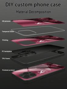 1pc Customizable Text & Letter Design Gradient Color Base With Flowing Glitter Texture Tempered Glass Phone Case, Compatible With Iphone 17 ProMax/17 Air/15/16 Pro/14 Plus/13 Pro/12 Pro Max/11/Xs Max/8/7/6 Plus, S24 Ultra/S25 Ultra/A12, Fashion Business Customization, Personalized And Creative Design, Best Gift For Girlfriend/Best Friend - Black - View 4