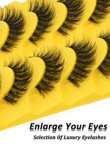 10 Pairs D Curl Russian Style False Eyelashes, Cat Eye Lashes, Natural Look, Fluffy Faux Mink Lashes, Thick & Long Eyelashes, False Lashes - Fluffy Lashes - View 3