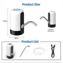 Dispensador de agua portátil de 5 galones con base de botella de 5 galones, bomba de agua automática recargable por USB con batería de níquel incorporada de 500mAh, tensión de funcionamiento de 36V o menos, adecuado para camping, cocina - por defecto - Ver 2