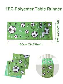 1pc Football Table Runner, Size 180*35cm, Polyester Tablecloth, Football Party Decor, Football Match Decor, Sports Theme Birthday Party Supplies, World Cup Home Decor, Kitchen Decor, Baby Party Decor, Tabletop Decor, Room Decor, Ideal For Football Fans, Football Party Favors, 2026 World Cup Decoration - Football - View 4