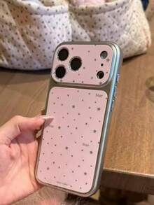 Minimalist Ins Hollow Glitter Full-Screen Star Design Phone Case Compatible With IPhone 17 Pro Max, 16 Pro, 15, Unique Minimalist Protective Anti-Drop Cover - Pink - View 2