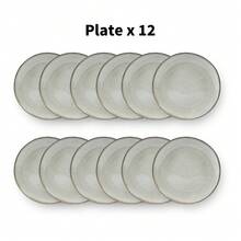 Handmade 8 Inch Ceramic Dessert Plates Set Of 12 - Organic Wavy Edge With Unique Reactive Glaze Grey, Microwave & Dishwasher, Scratch Resistant For Daily Use, Elegant Serving Dishes For Cake, Appetizers, Snacks - Grey - View 3