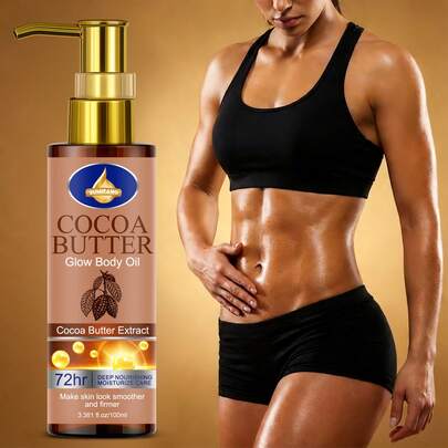 Cocoa Butter Brightening Body Oil, Containing Cocoa Butter Extract, Grape Seed Oil, Hyaluronic Acid, Vitamin E, And Retinol. Firms And Lifts, Deeply Nourishes And Moisturizes, Leaving Skin Looking Smoother And Tighter.