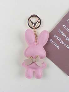 1pc Cute Versatile Cartoon Rabbit Bow PU Keychain Accessory, Portable Bag Charm, Suitable For Easter, Car/Office/Travel, Perfect Gift For Friends - Multicolor - View 10