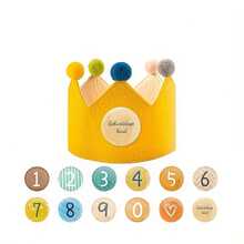 Reusable Woven Crown Decoration With 0-9 Number Buttons, Thin Unprinted Material, Suitable For Birthday, Halloween, Christmas Party And Supplies - Multicolor - View 10
