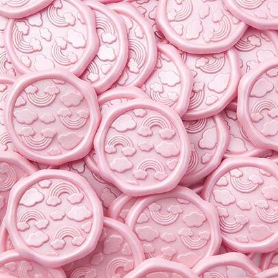 30 piezas Pegatinas de lacre de cera con diseño lindo de nubes y arcoíris, pegatinas autoadhesivas para sellar sobres para bodas, fiestas, cumpleaños, Navidad - Rosa