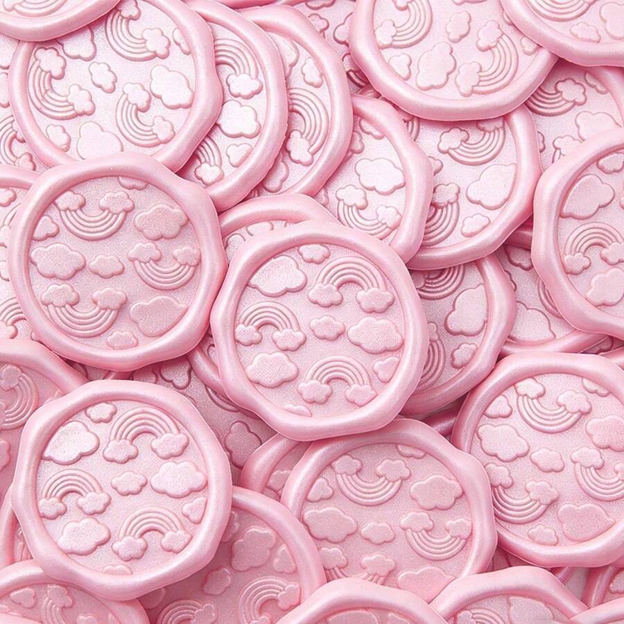 30张可爱云朵彩虹图案蜡封贴纸，自粘信封封口贴纸，适用于婚礼、派对、生日、圣诞节 - 粉色 - TD423 - 查看 1