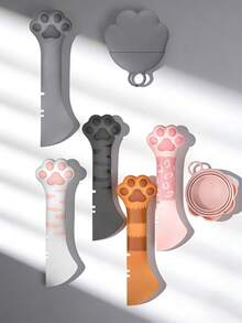 Pet Silicone Feeding Spoon, Stirring Slow Feeding Can Sealing Can Opening, Cat Claw Shape Multi Functional, Pet Food Serving, Dog Cat Owners Pet Keepers, Cute Practical Durable, Cute Cat Claw Multi Functional Pet Silicone Feeding Tool - 5L - View 2