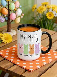 1pc Custom Easter Mug, Personalized With Text For Daily Use And Festive Celebrations - Multicolor - View 3