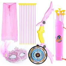 Juego de Arco y Flecha para niños con 10 Flechas de Ventosa, 1 Objetivos y 1 Carcaj, con máscara y Capa, Juguetes de Interior y Exterior para niños y niñas de 5 a 12 años (Rosa),40992634 - Azul Cadete - Ver 1