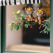 1pc 2D Flat Printed Tiger, Branch, Green Leaves, Butterfly Wall Sticker | Creative Self-Adhesive Removable PVC Decorative Sticker Suitable For Living Room, Bedroom, Dining Room, Windows And Glass - A - View 11