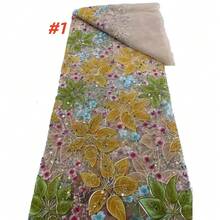 High Quality African Sequin Lace Fabric, Nigerian French Net Lace Fabric, 2026 Wedding Party Garment Sewing Material - A - View 3