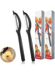 1/2 piezas Pelador de verduras, tipo universal con borde dentado, pelador de patatas con caja, apto para tomate y pelador de frutas como manzana, equipo de camping, artículos esenciales de camping - Multicolor - Ver 1