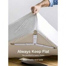 4Pcs/Set Triangle Quilt Holders, Metal Clip Adjustable Elastic Band Quilt Fixing Tool, Practical Invisible Anti-Slip Sheet Straps, Suitable For Sofa Cushions, Quilt Sheets, Home Textiles, Household Items-White - White - View 7