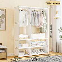1pc 4-Tier Multifunctional Wardrobe - Dustproof Storage Rack With Hanging Rod, Easy Tool-Free Assembly, 66.93 Inches Tall, Suitable For Storing Shoes, Clothes, Bags And More, Space-Saving Design For Bedroom, Office, Dorm, Living Room - Multicolor - View 15