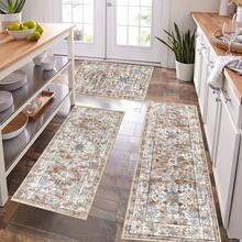 Pauwer 3 Piece Kitchen Mats For Floor Set Boho Non Slip Kitchen Rugs Washable Farmhouse Kitchen Floor Mats Thick Long Kitchen Throw Area Rug Carpet Runner For Hallway Laundry Bathroom - Kem Tân Cổ Điển - Xem 6