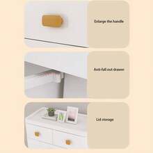 Armario de almacenamiento de 50 x 30 x 82 cm fabricado en polipropileno con 5 niveles, 4 cajones grandes y 2 cajones pequeños. El estante superior incorpora barandillas antivuelco para evitar que los objetos se deslicen accidentalmente, lo que lo convierte en la opción perfecta para organizar el hogar. - Blanco - Ver 4