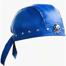 Gothic PU Leather Skull Bandana For Motorcycle & Cosplay - Men's Women's Adjustable Biker Style Helmet Liner & Edgy Fashion Face Mask For Halloween, Punk Rock Rider Bandana With Metal Skull Studs, Soft Faux Leather Skull Cap For Motorcycle Riding, Gothic Head Wrap For Urban Streetwear, Unisex Halloween Costume Accessory & Biker Gift Idea - Leopard Print - 查看 2
