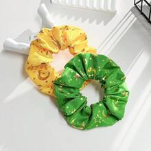 1个新款星月图案发圈，高弹力布艺发绳，休闲派对发饰，涤纶材质 - 彩色 - 查看 2