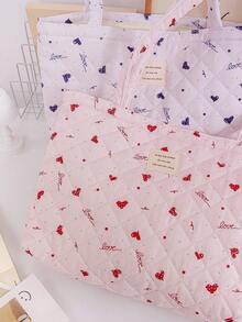 1 chiếc túi tote in hình trái tim, dung tích lớn, thời trang, thích hợp cho du lịch, đựng mỹ phẩm, văn phòng phẩm, đồ điện tử, đồ trang trí nhà cửa, món quà tuyệt vời cho mẹ, y tá, sinh viên. - Nhiều màu - Xem 4