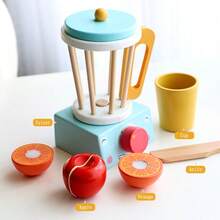 儿童木制角色扮演烤面包机搅拌机咖啡机榨汁机厨房工具套装益智过家家玩具 - 彩色 - 查看 3